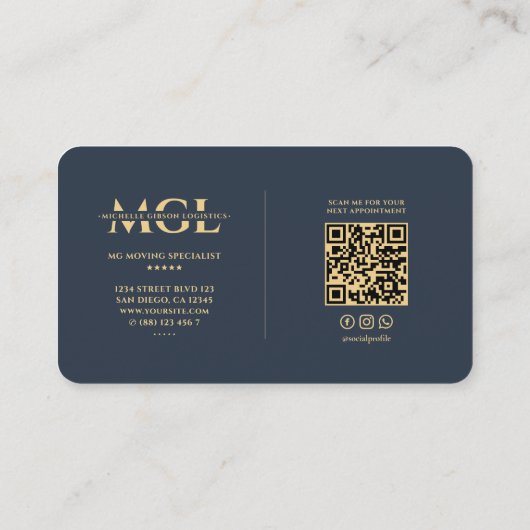 Modern Logistics Professional Monogram Blauw Visitekaartje (Achterkant)