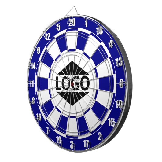 Modern  Logo Afbeelding op blauw & wit Dartbord (Voorkant Rechts)