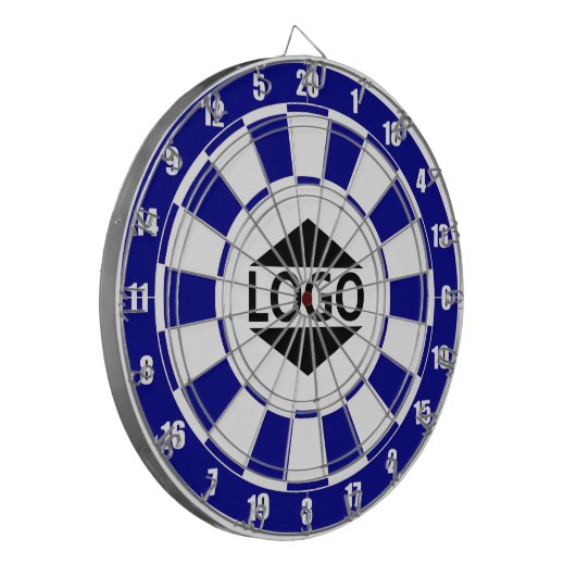 Modern  Logo Afbeelding op blauw & wit Dartbord (Voorkant Links)