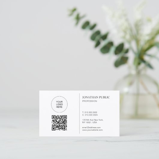 Modern Logo And QR Code Template Connect With Us Visitekaartje (Staand voorkant)