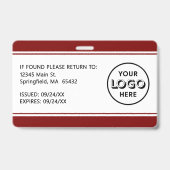 Modern logo barcode bordeauxrode personeelskaart badge (Achterkant)