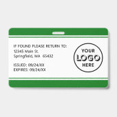 Modern Logo Barcode Groen Personeelsfoto ID Badge (Achterkant)
