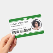 Modern Logo Barcode Groen Personeelsfoto ID Badge (Handheld)