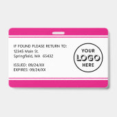 Modern Logo Barcode Hot Roze Personeelsfoto ID Badge (Achterkant)