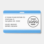 Modern Logo Barcode Lichtblauw Personeels ID Badge (Achterkant)