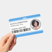 Modern Logo Barcode Lichtblauw Personeels ID Badge (Handheld)