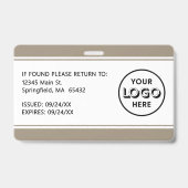 Modern logo barcode lichtbruine personeelskaart badge (Achterkant)