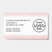 Modern logo barcode roze personeelskaart badge (Achterkant)