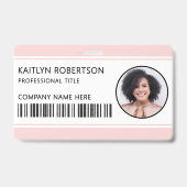 Modern logo barcode roze personeelskaart badge (Voorzijde)