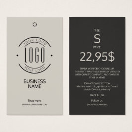 Modern logo beige grijs kledinglabel hangtag  visitekaartje