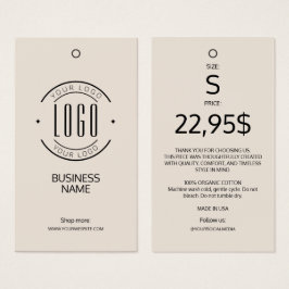 Modern logo beige kledinglabel hangtag  visitekaartje