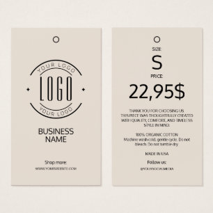 Modern logo beige kledinglabel hangtag visitekaartje