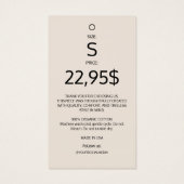 Modern logo beige kledinglabel hangtag visitekaartje (Achterkant)