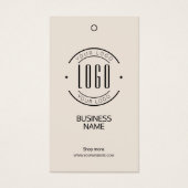 Modern logo beige kledinglabel hangtag visitekaartje (Voorkant)