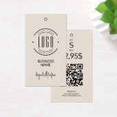 Modern logo beige QR-code kleding hangtag Visitekaartje (Bureau)