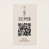Modern logo beige QR-code kleding hangtag Visitekaartje (Achterkant)