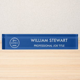 Modern Logo Blue Medewerker Personeel Minimalistis Naambordje