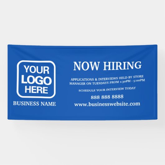 Modern Logo Blue Nu Verhuren Spandoek (Horizontaal)