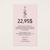 Modern logo blush roze kledinglabel hangtag visitekaartje (Achterkant)