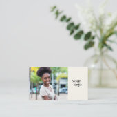 Modern Logo Boho QR Code Foto zwart en wit Visitekaartje (Staand voorkant)