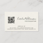 Modern Logo Boho QR Code Foto zwart en wit Visitekaartje (Achterkant)