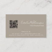Modern Logo Boho Taupe Eenvoudige QR Code Minimali Visitekaartje (Achterkant)