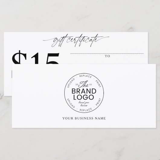 Modern Logo Cadeaubewijs Voeg Uw Bedrag Toe  (Voorkant / Achterkant)