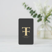 Modern Logo Company Monogram F T Zwart Goud Visitekaartje (Staand voorkant)