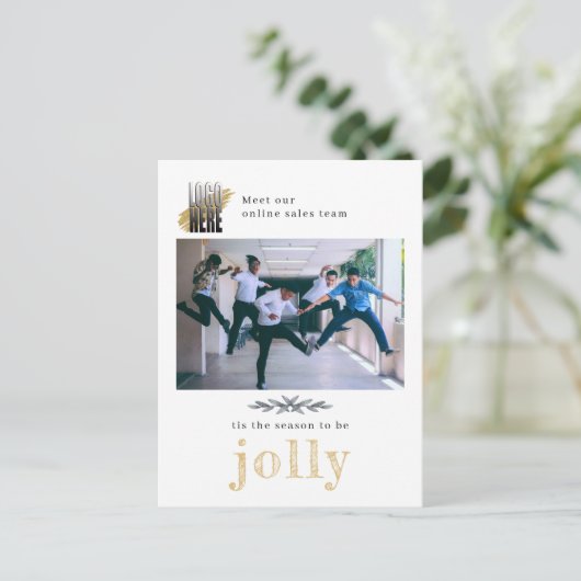 Modern Logo Company Photo Jolly Kerstmis Briefkaar Briefkaart (Staand voorkant)