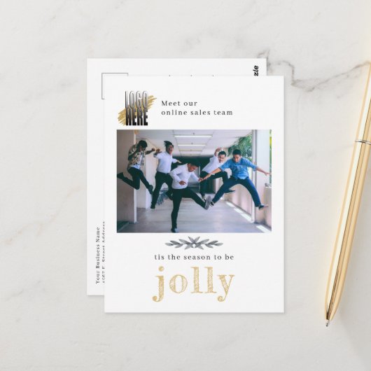 Modern Logo Company Photo Jolly Kerstmis Briefkaar Briefkaart (Voorkant / Achterkant in situ)
