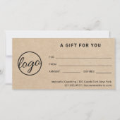 Modern logo eenvoudig rustiek cadeaubon (Voorkant)