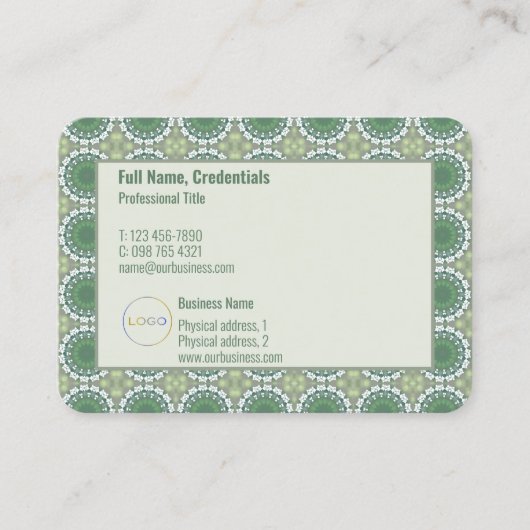 Modern Logo Elegant Abstract bloemmotief groen Visitekaartje (Voorkant)