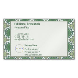 Modern Logo Elegant Spring Floral Abstract Groen Magnetisch Visitekaartje