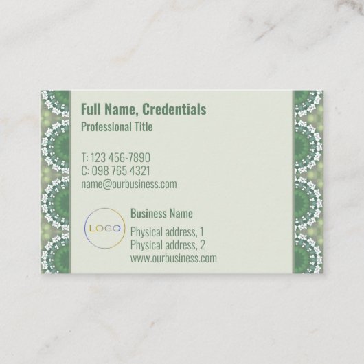 Modern Logo Elegant Spring Floral Abstract Groen Visitekaartje (Voorkant)