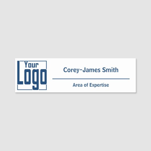 Modern Logo Expertise Classic White Blue Naamplaatje (Voorkant)
