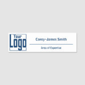 Modern Logo Expertise Classic Wit Blauw Naamplaatje (Voorkant)