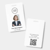 Modern Logo & Foto | Aangepaste Werknemersnaam Badge (Voor- en achterkant)