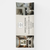 Modern logo foto beige professioneel bedrijf spandoek (Verticaal)
