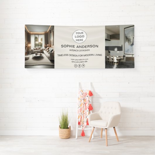 Modern logo foto beige professioneel bedrijf spandoek (Insitu)