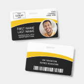 Modern Logo Foto ID Barcode Personeelsnaam Badge (Voor- en achterkant)