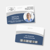 Modern Logo Foto ID Barcode Verpleegkundige Naam Badge (Voor- en achterkant)