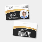 Modern Logo Foto ID Barcode Werknemersnaam Badge (Voor- en achterkant)
