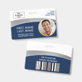 Modern Logo Foto ID Barcode Werknemersnaam Badge (Voor- en achterkant)