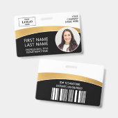 Modern Logo Foto ID Barcode Werknemersnaam Badge (Voor- en achterkant)