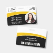 Modern Logo Foto ID Barcode Werknemersnaam Badge (Voor- en achterkant)