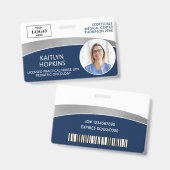 Modern Logo Foto ID Barcode Werknemersnaam Badge (Voor- en achterkant)