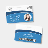 Modern Logo Foto ID Barcode Werknemersnaam Badge (Voor- en achterkant)