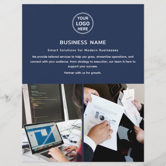 Modern Logo Foto Navyblauw Professionele Zakelijke Flyer (Voorkant)