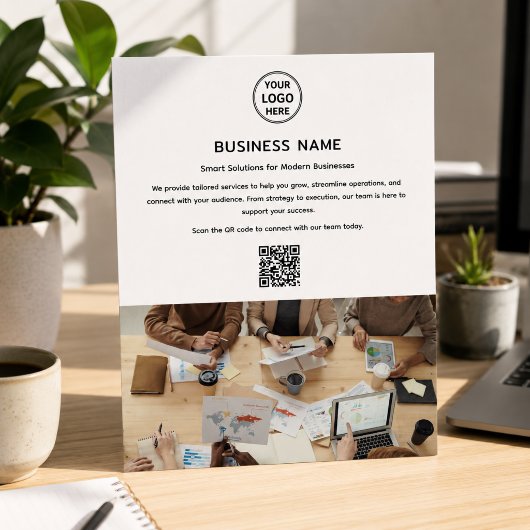 Modern Logo Foto QR Professioneel Wit Zakelijk Flyer