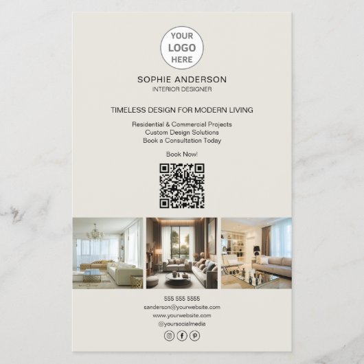 Modern Logo Foto QR Zakelijk Flyer (Voorkant)